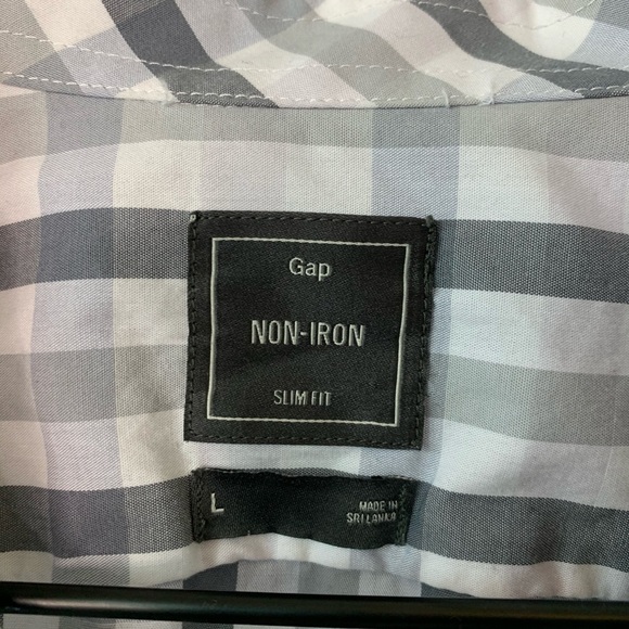 Gap Non Iron Slim Fit Button Down Shirt Grey Sz L - Picture 3 of 10